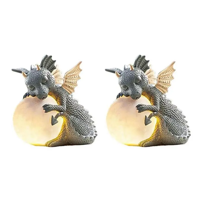 A96K-Adorable Baby Dragon Statue - Large Resin Dinosaur Figurine, Decorative Garden Sculpture