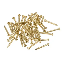 50pcs Brass Small Mini Nails 1.5x15mm Round Head Tiny Brass Nails for DIY Furniture Hinge Drum Wooden Jewelry Box