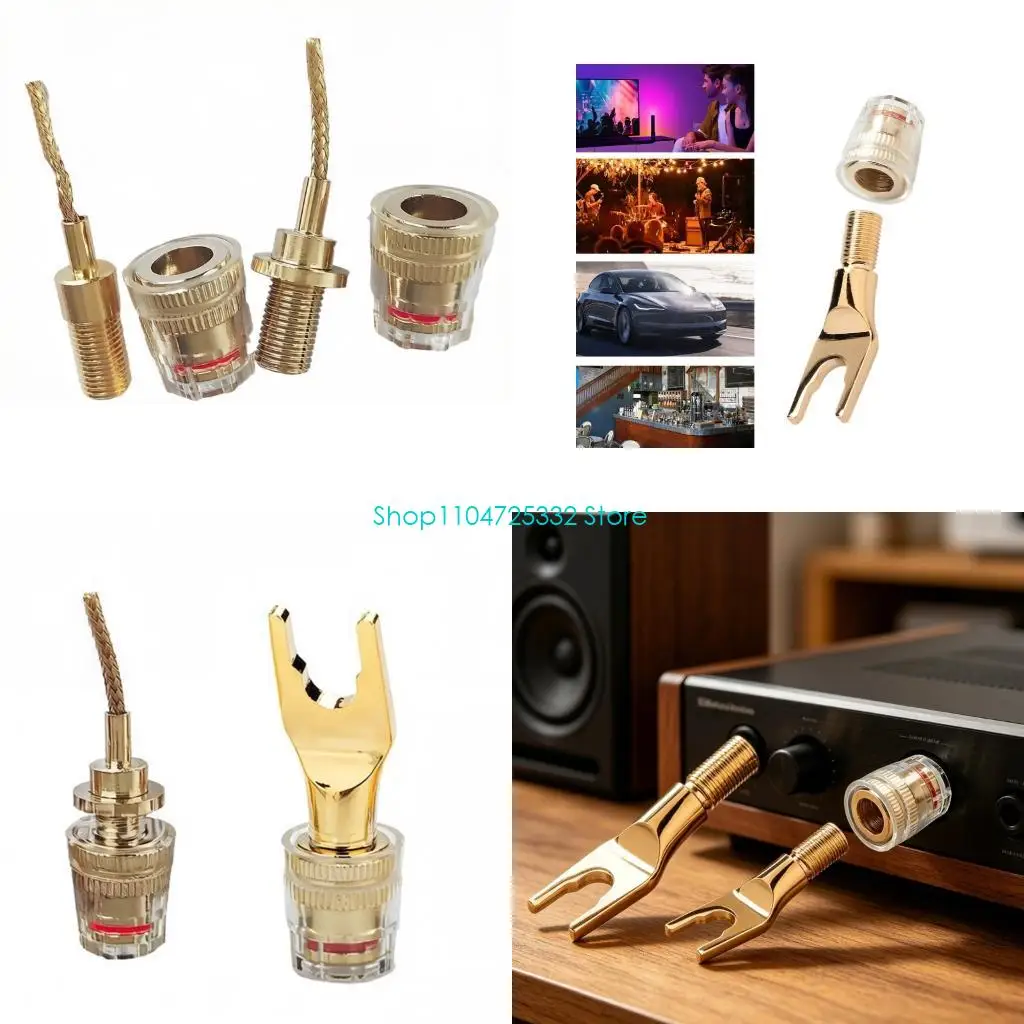P5EA Gold Plate Metal Speaker Wire Terminals 46Mm for Enhances Sound Presentation