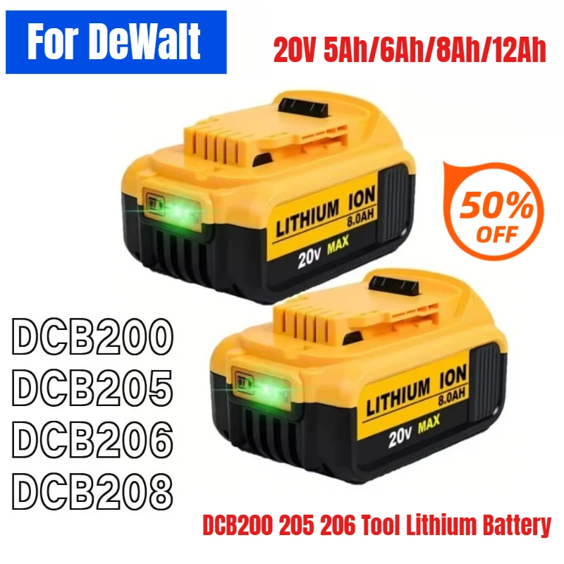 

20V 12Ah for DeWalt DCB200 205 206 Tool Lithium Battery