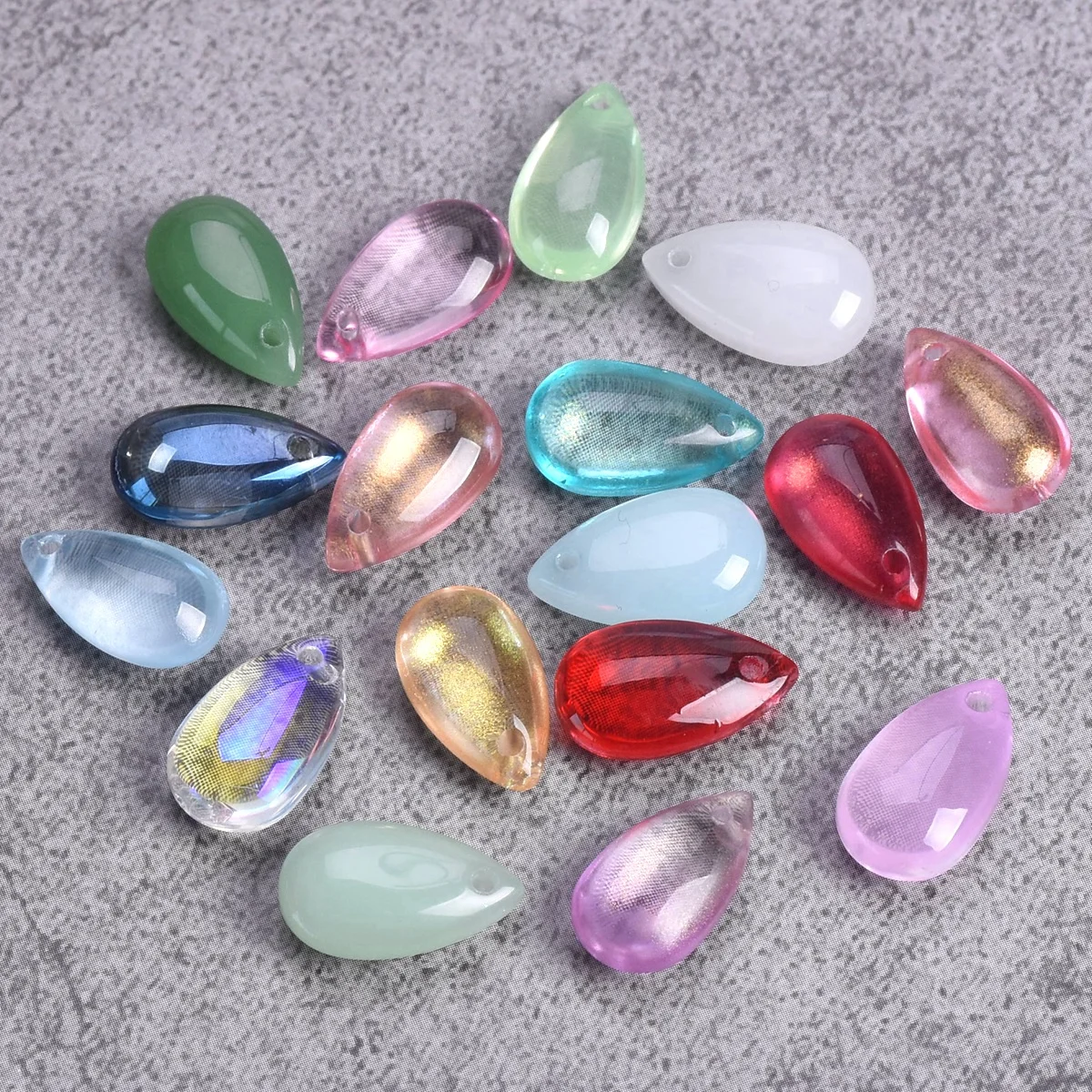 10pcs 14x8mm Teardrop Shape Crystal Glass Loose Crafts Beads Top Drilled Pendants for Earring Jewelry Making DIY Crafts