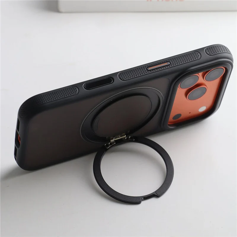 Magnetic Rotating Pivot Holder For Magsafe Case For iPhone 17Pro Max 18Pro 17Pro With Touch Camera Button Matte Hard Armor Cover