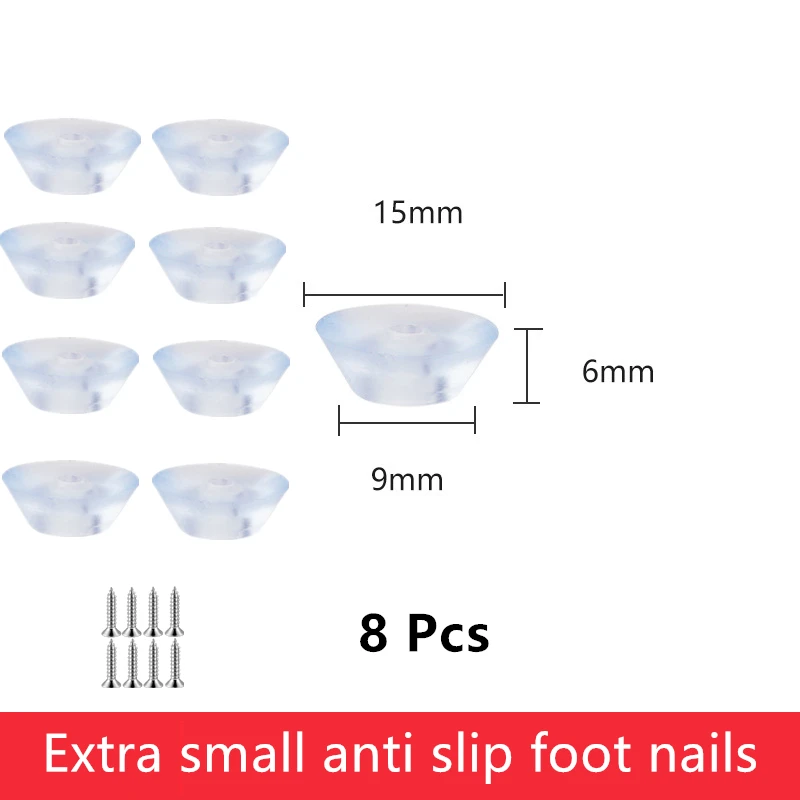 소형 가구 바닥 매트, 미끄럼 방지 투명 테이블 의자, 방습 발 손톱 실리콘 패드 증가, 15mm, 8 개/로트