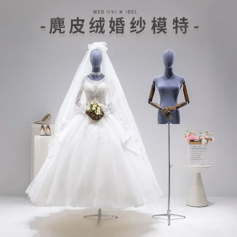 for Wedding Shop Special Suede Model Props Xiuhe Dress Doll Clothing Store Platform Model Display Stand Whole Body