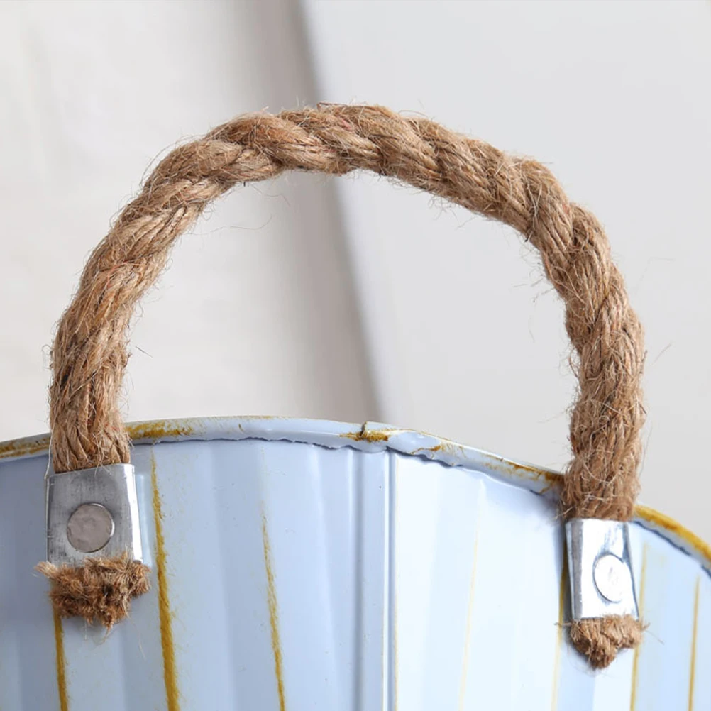 

French Country Decor Dried Flower Bucket Iron Fall to The Ground Rustic Flowers Jug White