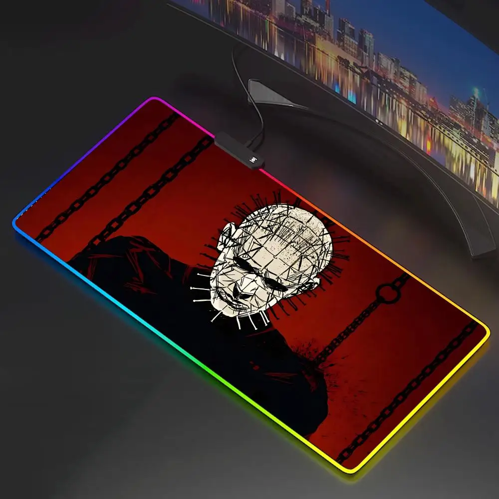 H-Horror P-Pinhead H-Hellraisers Mouse Pad Mousepad Rgb  Mouse Pad valorant Gaming Backlight Pc Accessories Gamer Keyboard Backl