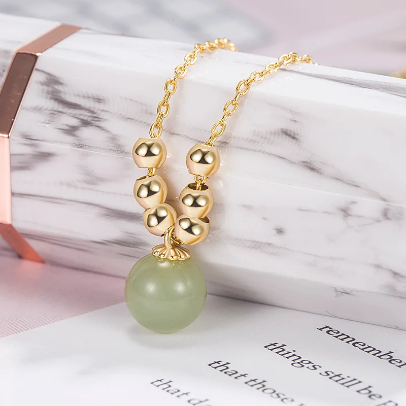 2023 New Spherical Jasper Necklaces for Women Retro Bright Surface Round  Bead Design Necklace Engagement Lucky Jewelry