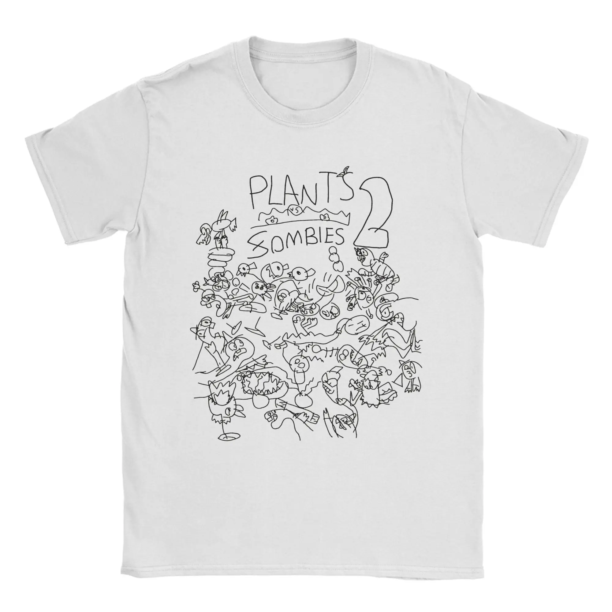 تي شيرت رجالي النباتات مقابل الزومبي خربش يصل خمر القطن الخالص تي شيرت قصير الأكمام لعبة فيديو تي شيرت س الرقبة الملابس الحاضر