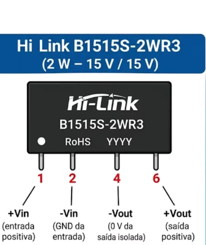 10pcs Hi-Link B1503S-2WR3 B1505S-2WR3 B1512S-2WR3 B1524S-2WR3 Isolated DC DC Power Module 2W 15V Input 3.3/5/9/12/15/24V Output