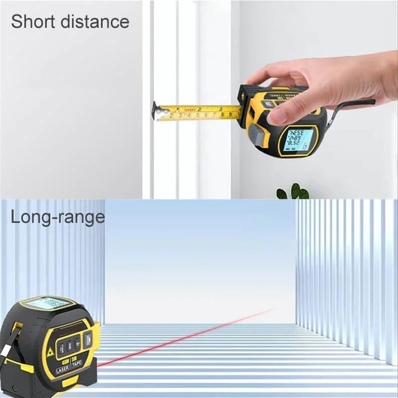 3 w 1 taśma miernicza laserowego LCD cyfrowy dalmierz podczerwieni linijka 40m/60m dalmierz laserowy narzędzie hak magnetyczny Metric Imperial