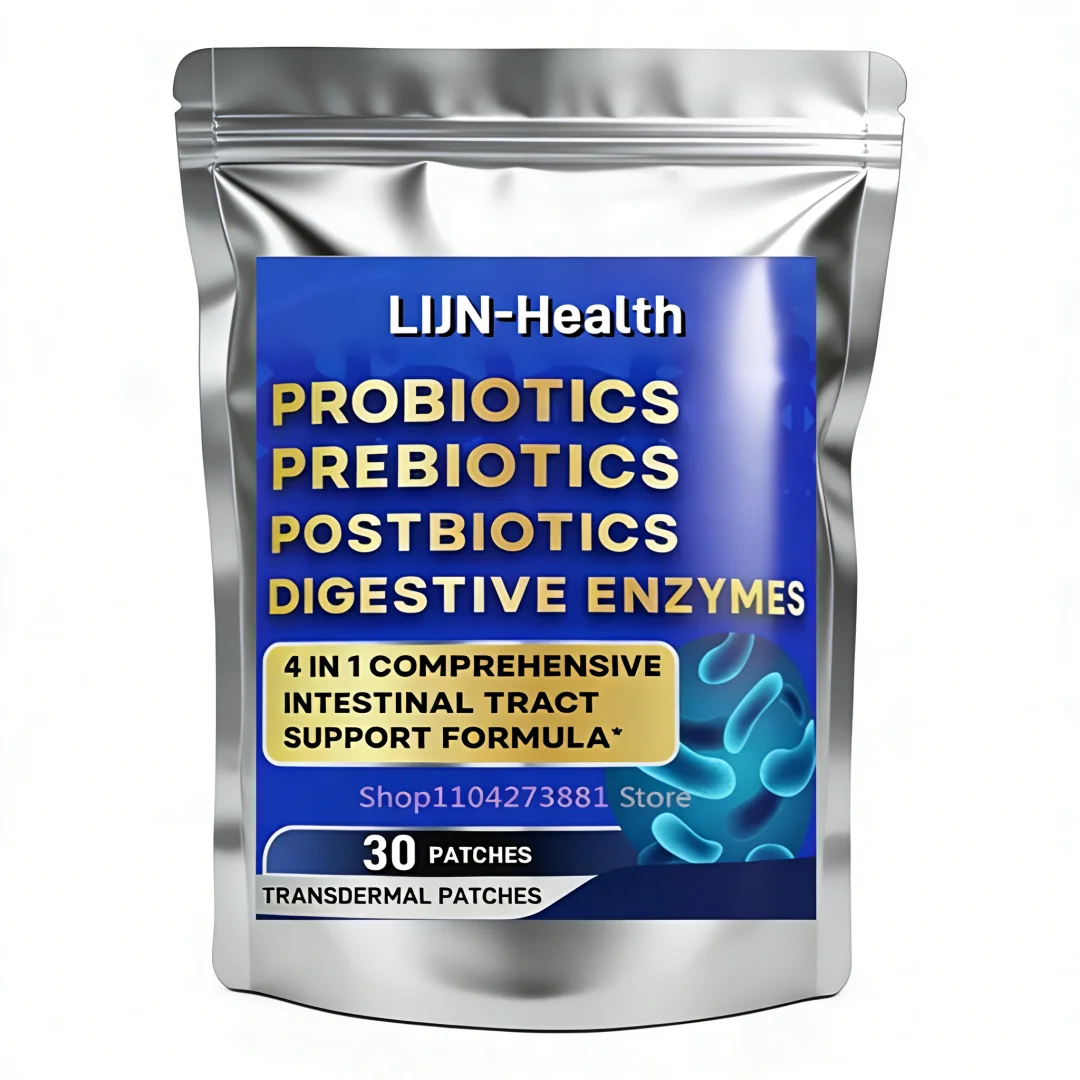 30 Patches Probiotics + Prebiotics Postbiotics Digestive Enzymes Transdermal Patches 4 in 1 Formula for Better Digestion Health