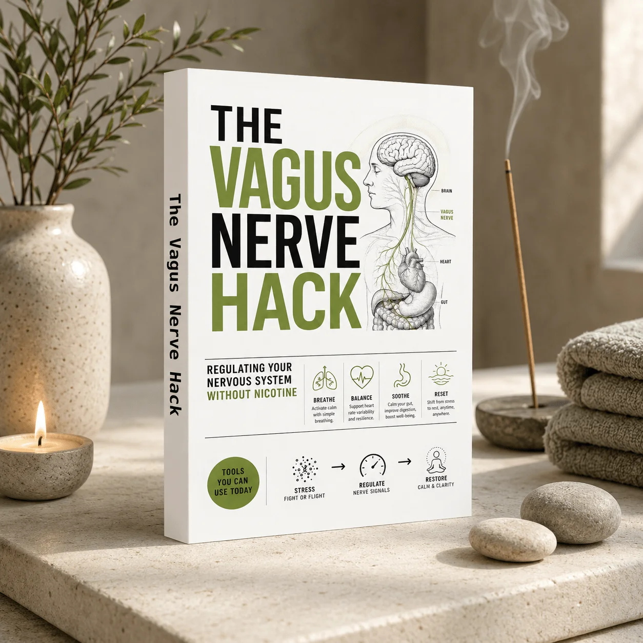 The Vagus Nerve Hack Book, Nervous System Regulation Guide Without Nicotine, Self-Help Reading for Stress Relief