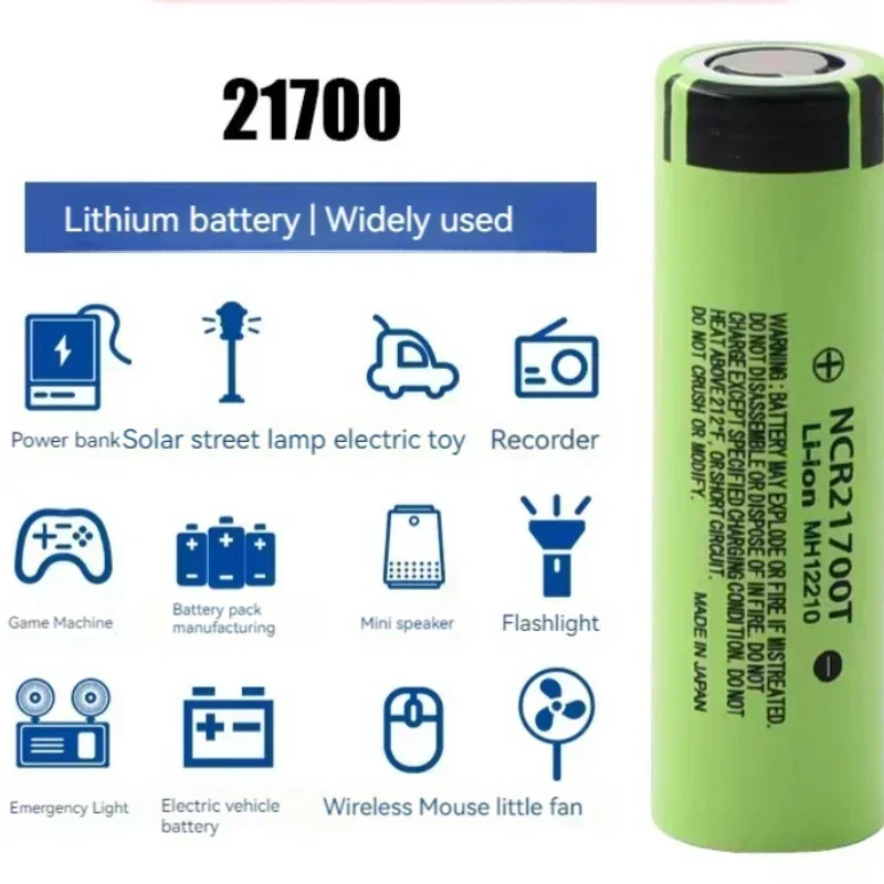 100% /Original 21700 NCR21700T Lithium Rechargeable Battery 4800mAh 3.7 V 40A High-discharge Battery High-drain Li-ion Battery