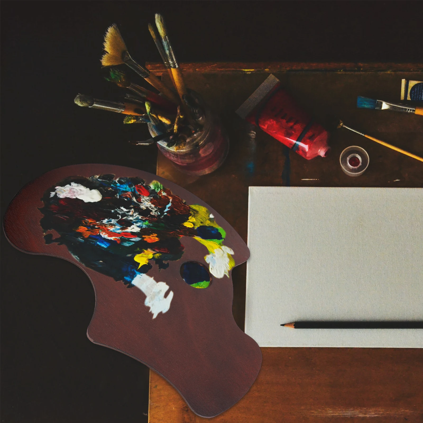 

1Pc Lightweight Wooden Painting Tray Exquisite Color Mixing Board Novel Design For Artists