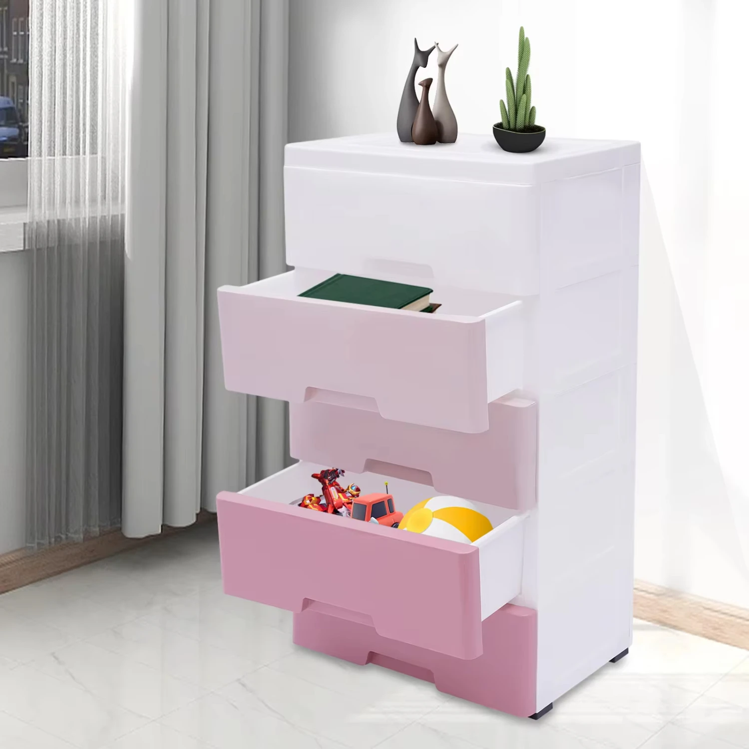 Simple Style Modern  Box Pink and white  Cabinet Shoe Rack  Entryway Shoe Cabinet 5 Layers Wardrobe  Box Paper towel holder