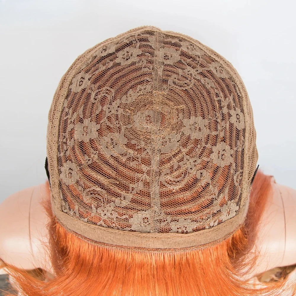 # 350 الزنجبيل البرتقالي قصيرة قص مستقيم بوب الباروكات مع الانفجارات شعر الإنسان البرازيلي مستقيم الشعر آلة كاملة شعر مستعار بشري #6