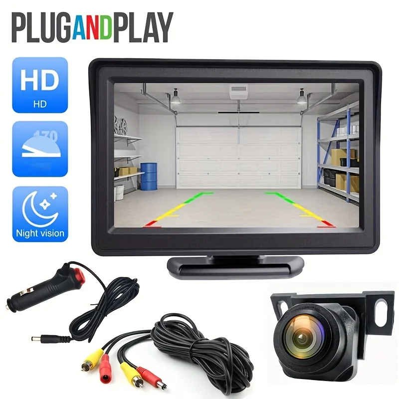 4.3In Car Rear View Camera 2in1 for Upgrade Kit Vehicles with Monitor Kit Backup Camera Guideline Display for Pickup Minivan