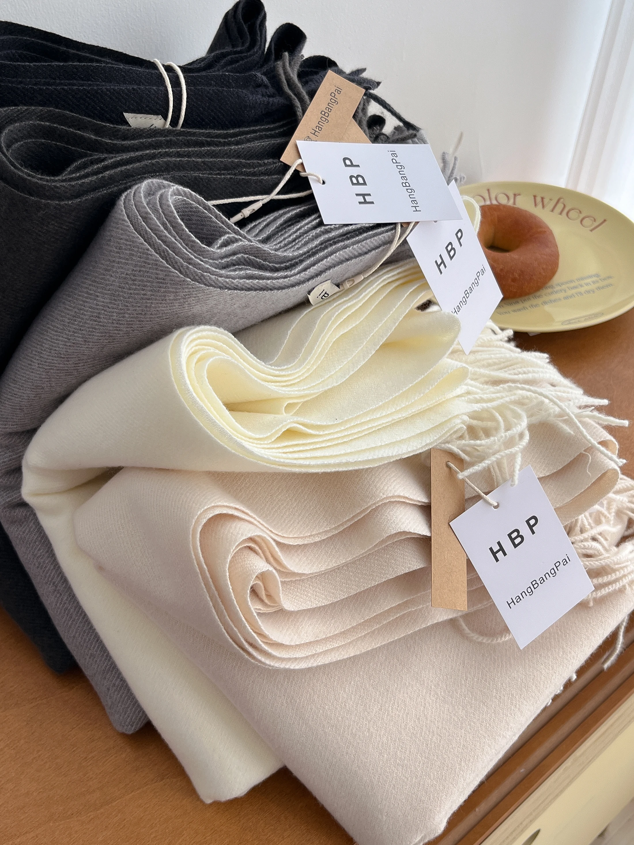 2023 neue Winter Wolle Schal Für Frauen Lange Warme Kaschmir Schals Hijab Solide Dame Schal Wrap Weibliche Pashmina Bandana Kopf schals – Detail 4