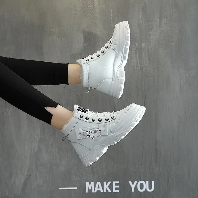 Casual High-top Shoes for Women Winter Snow Boots Warm Womens Sneakers Platform Ankle Boots Plus Size 45 zapatillas de mujer