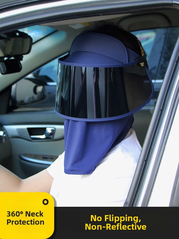 運転用日焼け止めフェイスマスク-uv保護帽子-女性用車用サンシェードキャップ-通気性-軽量-折りたたみ式-オールシーズン帽子
