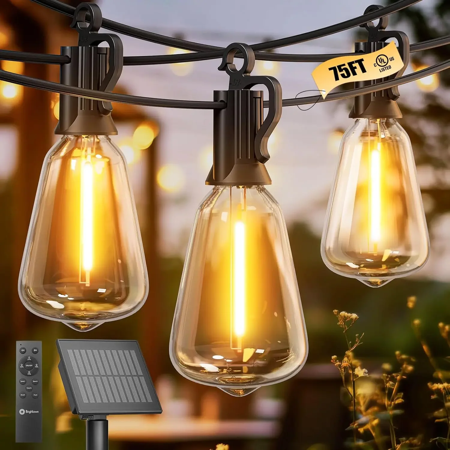 

Solar String Lights Outdoor Waterproof 75Ft 35 Shatterproof St38 Led Bulbs 2700K Solar Lights With Remote For Outside Camping Ya