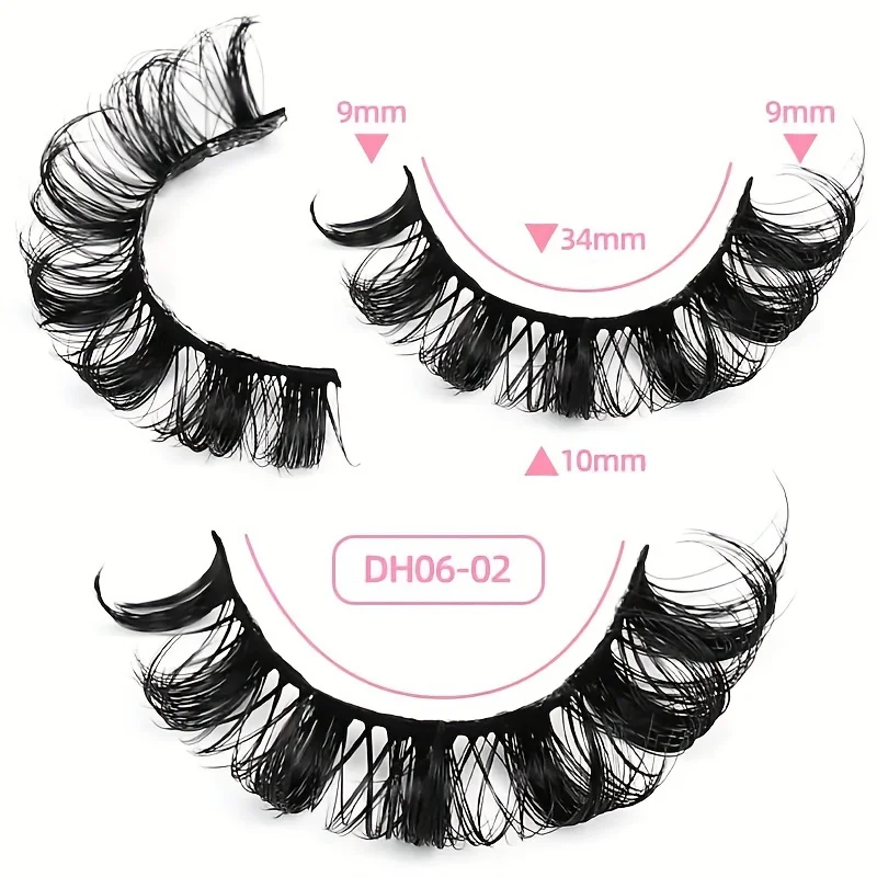False Eyelashes, 10Pairs Russian Strip Lashes With Clear Band 10MM DD Curly 3D Effect Lashes, Thick Full Strip Lashes For Beauty