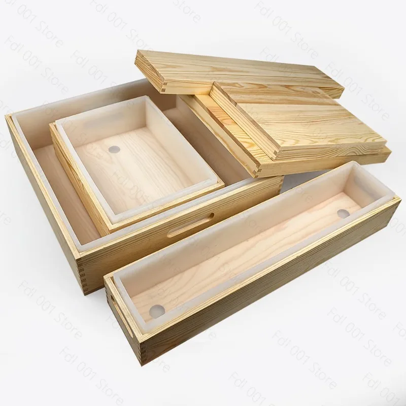 Wooden Box with Lid Rectangular Square Handmade Cold Soap Rendering Soap Mold 2200ML8000ml Silicone Mold