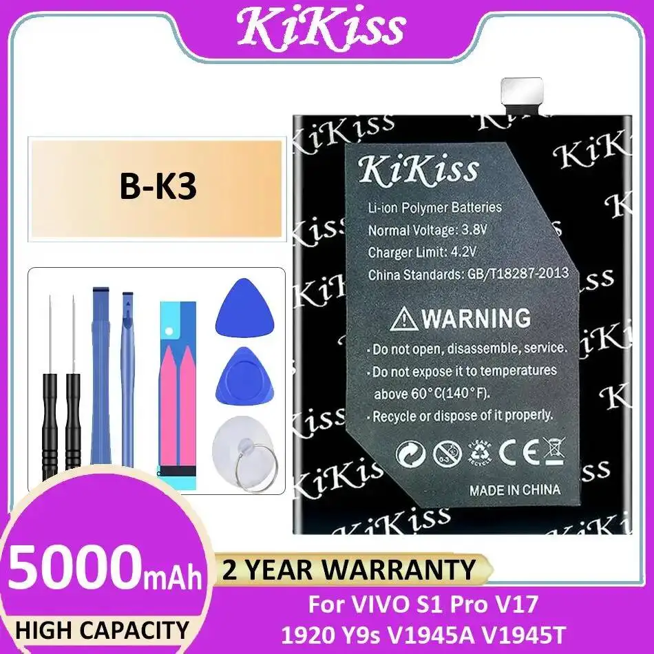 

For Vivo S1 Pro V17 1920 Y9s V1945A V1945T Mobile Phone Battery 5000Mah B-K3 Fast Charging