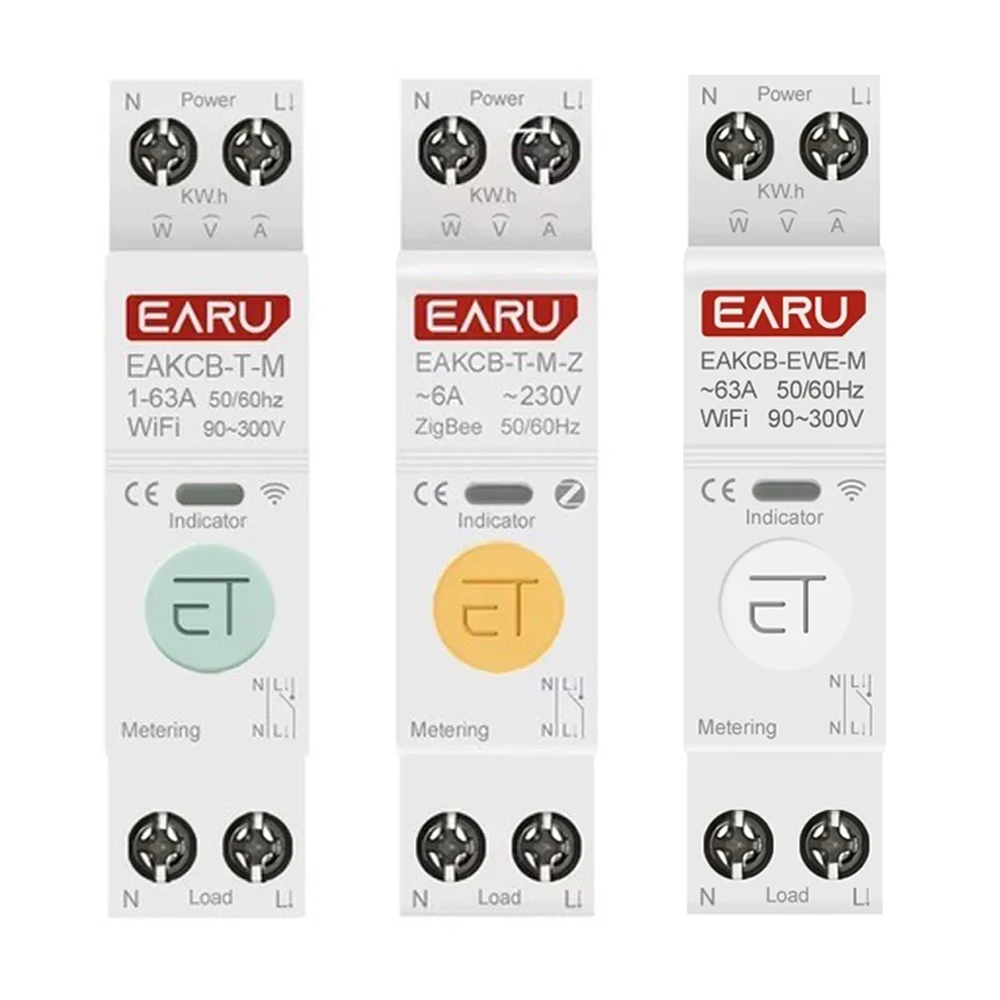 Tuya WiFi Zigbee EWelink Smart Circuit Breaker MCB 1-63A Adjustable Energy Voltage Current Meter Protector Remote Control Switch