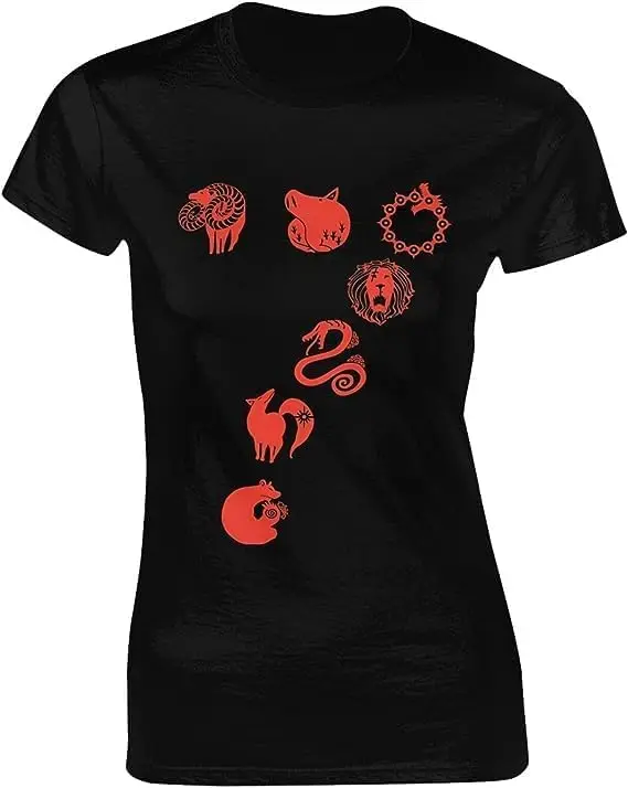 

The Anime Seven Deadly Sins Shirt Women's Fashion Short Sleeve Cotton T Shirts Quick Dry Pattern Custom Tee Tops Black