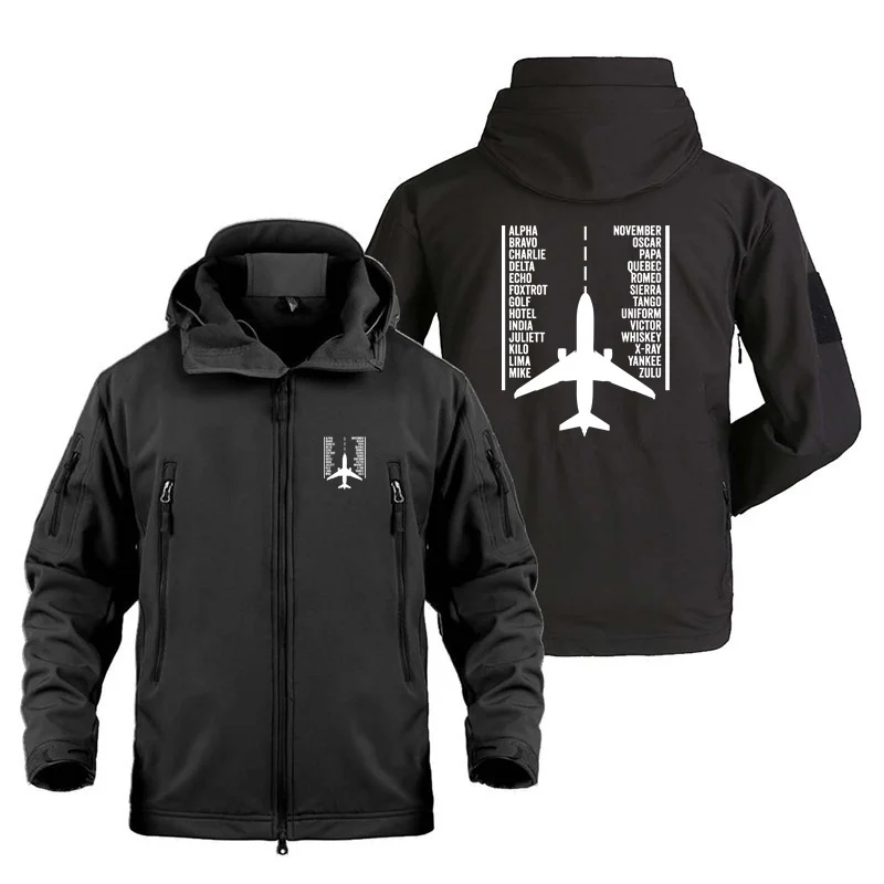 FLIGHT AVIATION Phonetic Alphabet Outdoor Military Tactical Shark Skin Man Jackets Coat Fleece Warm SoftShell Jackets for Men