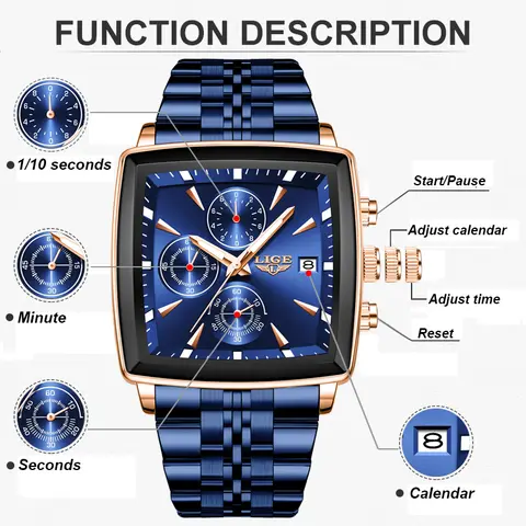 10 best sales rektangulära herrklockor - №7