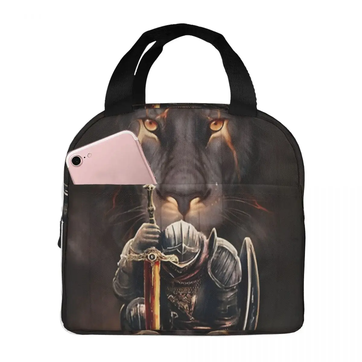 Lion And Warrior Storage Bag Jesus For Women Men Adults Casual Weekend Picnic Lunch Food Box Aluminum Foil Insulation