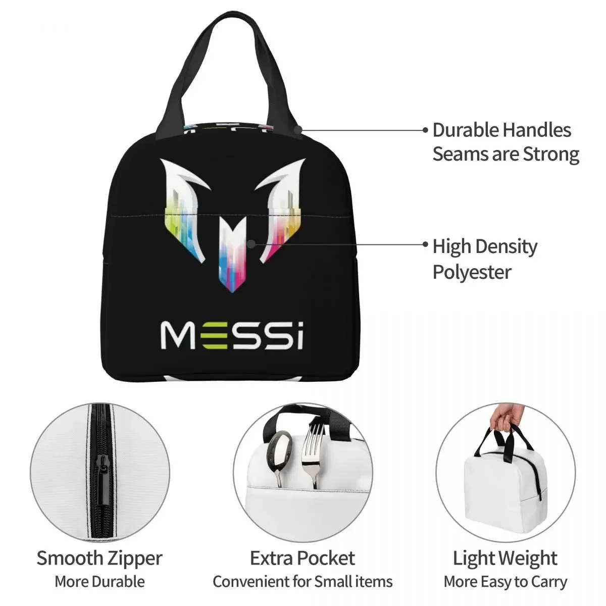 Messis 10 Insulated Lunch Bags Leakproof CF Barcelona Reusable Cooler Bag Tote Lunch Box College Outdoor Men Women