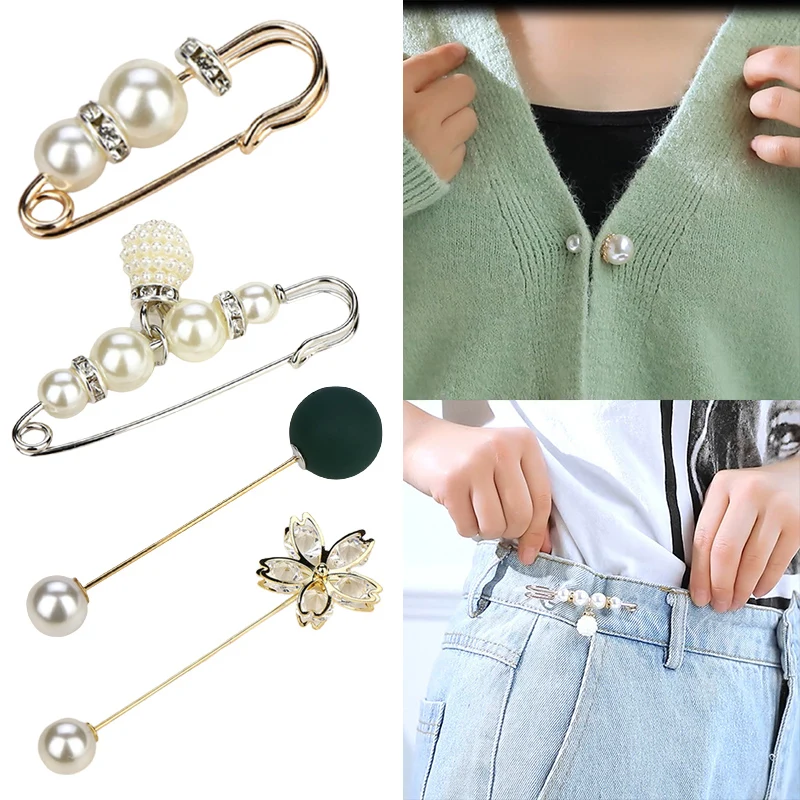 Clothing Brooches Pearl Lapel Pin Sweater Dress Brooch Pants Pins Badge Buckle