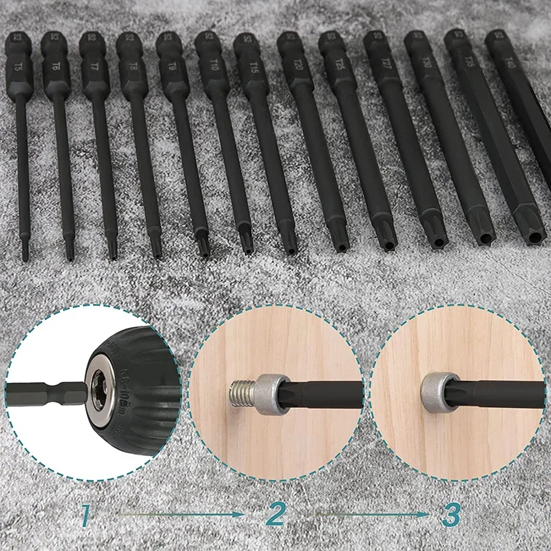 13Pcs Torx Bit Set Tamper Resistant Impact Security Star Torx Bits