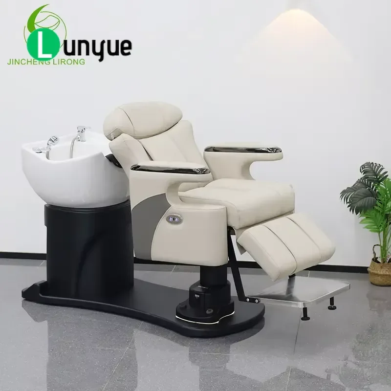 Modern Shampoo Chair with Adjustable Rotating Bowl Hair Washing Therapy Equipment for Beauty Salons Barber Shops