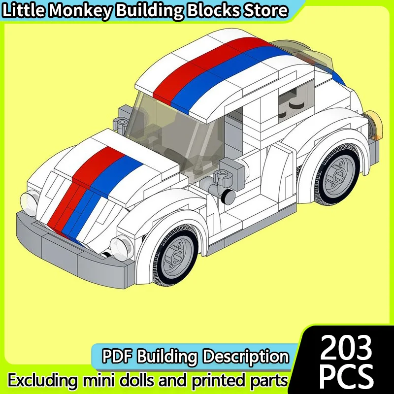 

Модель скоростного гоночного автомобиля MOC, строительные кирпичи, классический Herbie, маленький седан, модульная технология, детский праздничный подарок, сборный игрушечный костюм