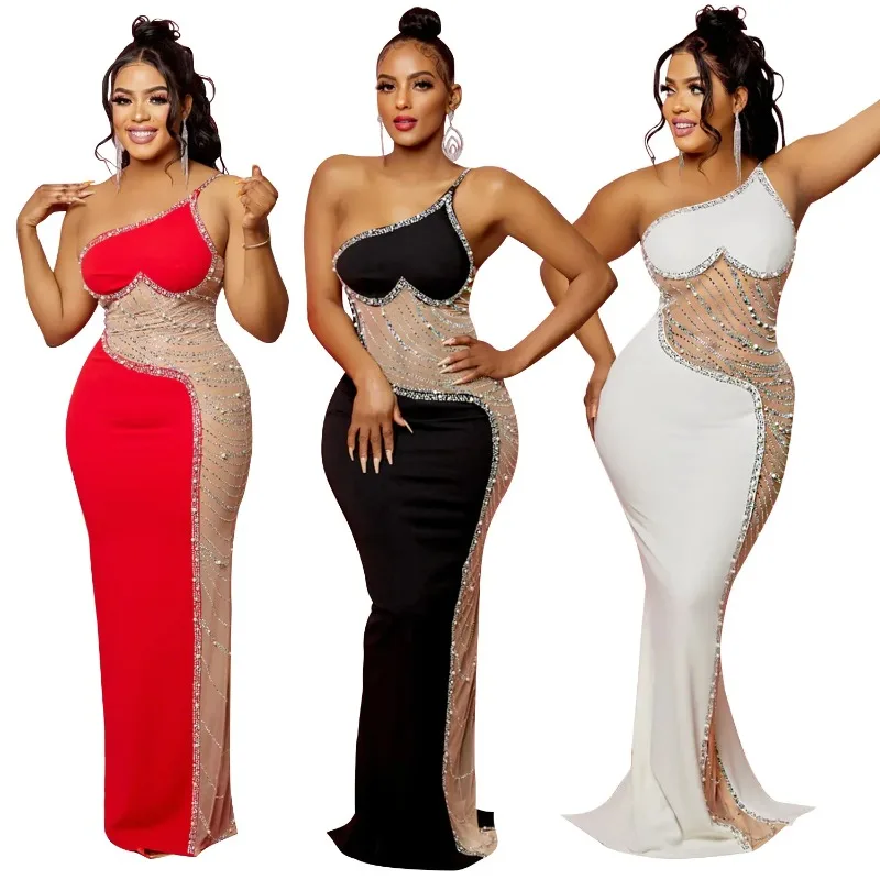 

Sexy Summer Women Clothing Mesh Transparent Strap Long Dress One-piece Chic Style Mid-waist Length