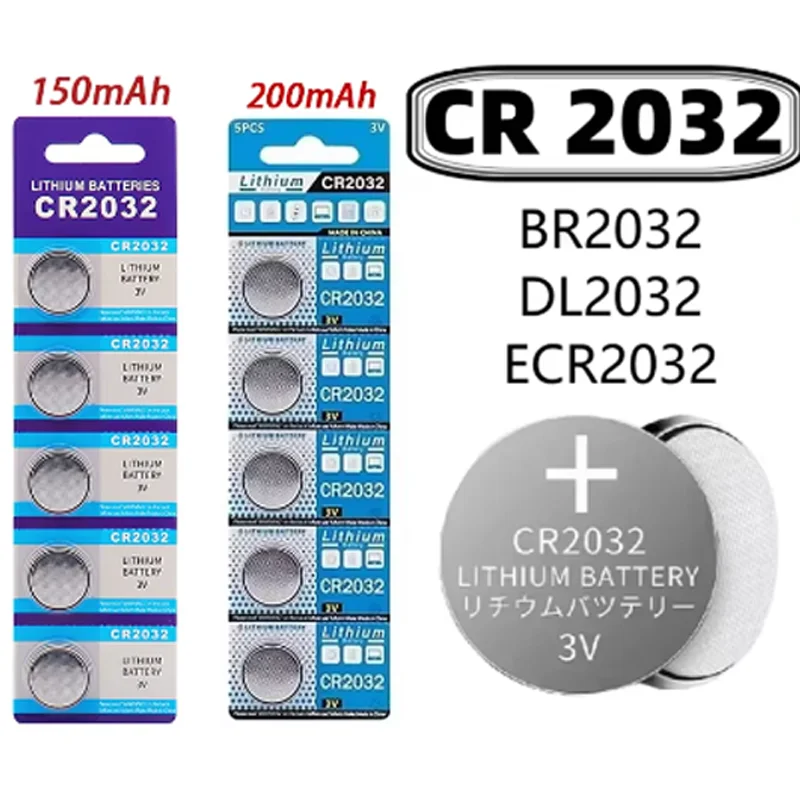 3V CR2032 Lithium Button Battery BR2032 ECR2032 LM2032 5004LC Coin Cell Watch Toy Clock Car Remote Control Calculator Batteries