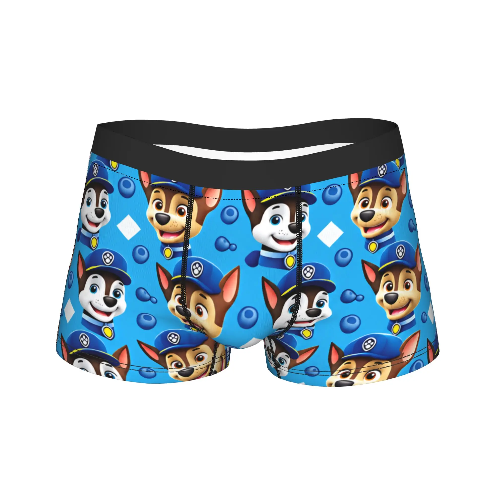 Paw Dogs Blue Police Puppy Portrait Art Underwear  Printing Boxer Shorts Quality Men Panties Comfortable Shorts Briefs Gift Idea