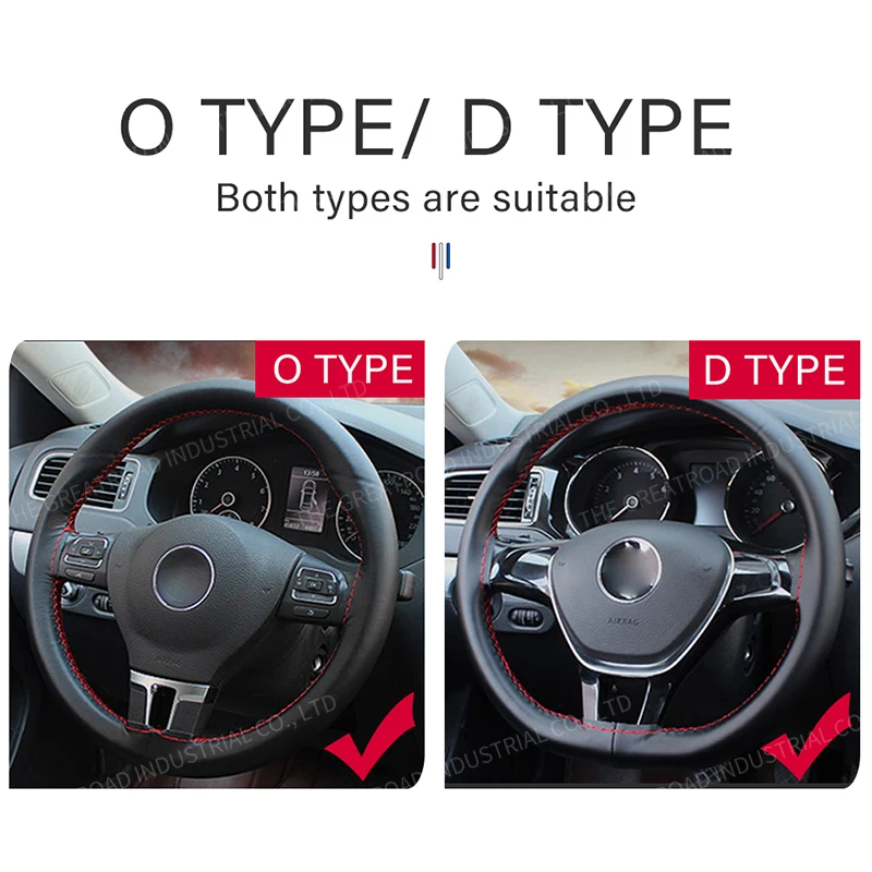 38cm 15inch Real cowhide Genuine Leather Car Steering Wheel Braid Cover Hand-stitched Soft Non-slip Auto Interior car products
