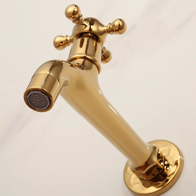 Laundry Bathroom Wetroom Faucet Wall Mount Cold Water Faucet Sink Tap Spigot Bibcocks Water tap Gold Color