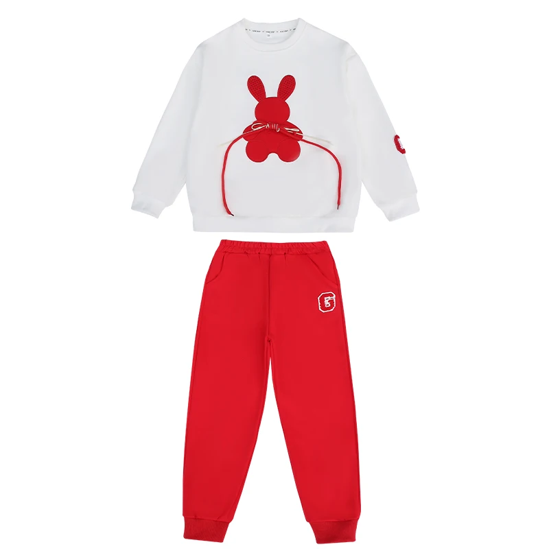 Children\'s Sets for 4 5 6 7 8 9 10 11 12 13 14 years Girls Tracksuit Cartoon rabbit Sweatshirt Jogging Pants Casual Sportswear