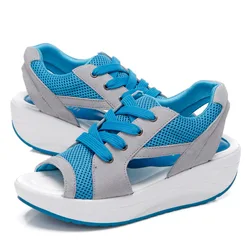 2023 summer Women Shoes Mesh Fish Platform Sandals Women's Open Toe Wedge Sandals Ladies Light Casual Shoes