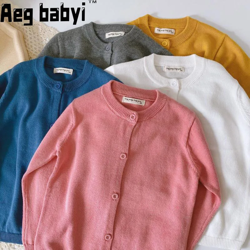 

Boys Girls Knitting Sweaters Kids Cardigans Solid O-Neck Spring Autumn Sweater Baby Kids Cardigans Coat Childrens Clothing 1-7Y