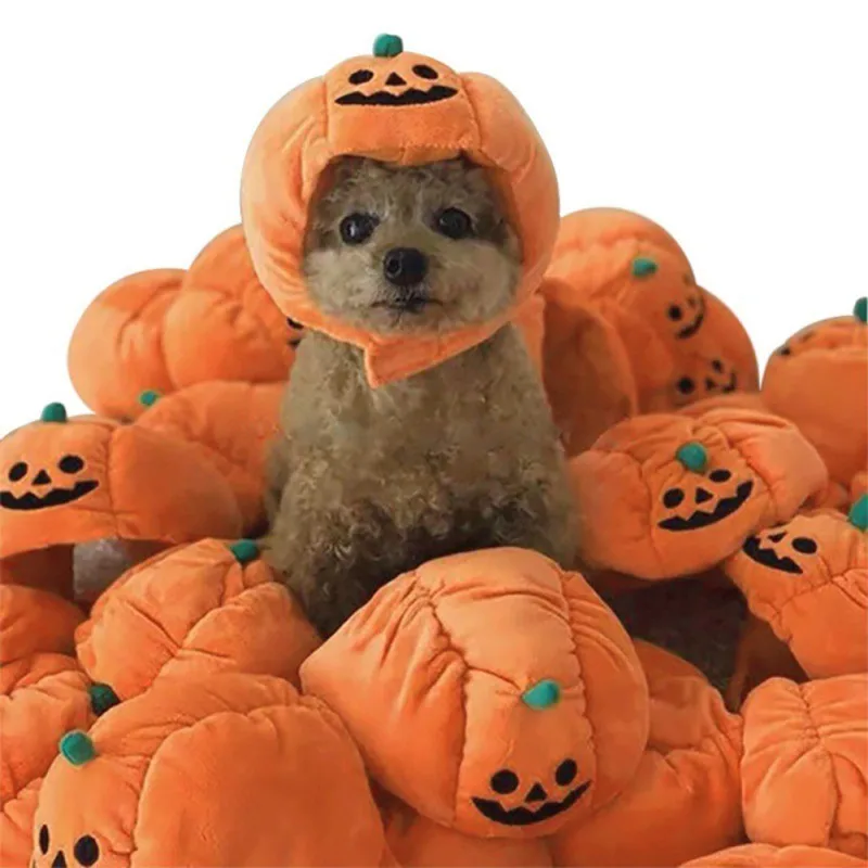 Cute Pumpkin Hat Halloween Pet Dog Cat Hat Dress Up Headgear Puppy Cat Cosplay Costume Funny Party