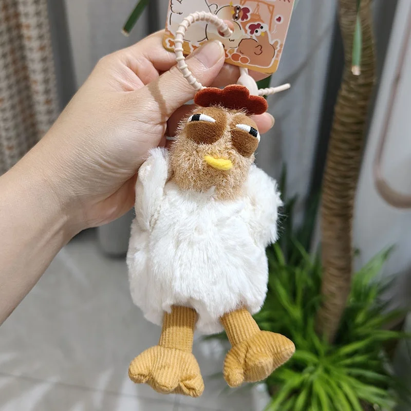 Funny Plush Screaming Chicken Keychain,Creative Cartoon Squeeze Screaming Chicken Backpack Pendant Key Chain