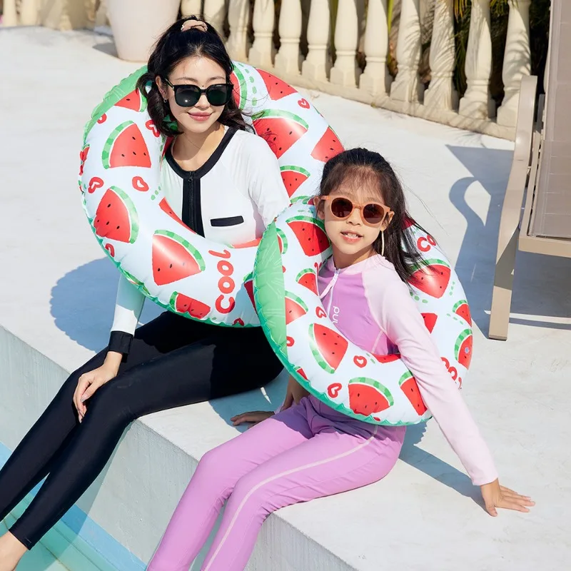 Juguetes Inflables con Estampado de Sandía, Anillo Flotante, Verano, Piscina al Aire Libre, Playa, Accesorios de Piscina a Prueba de Fugas, Tubo de Natación, Juguetes Acuáticos