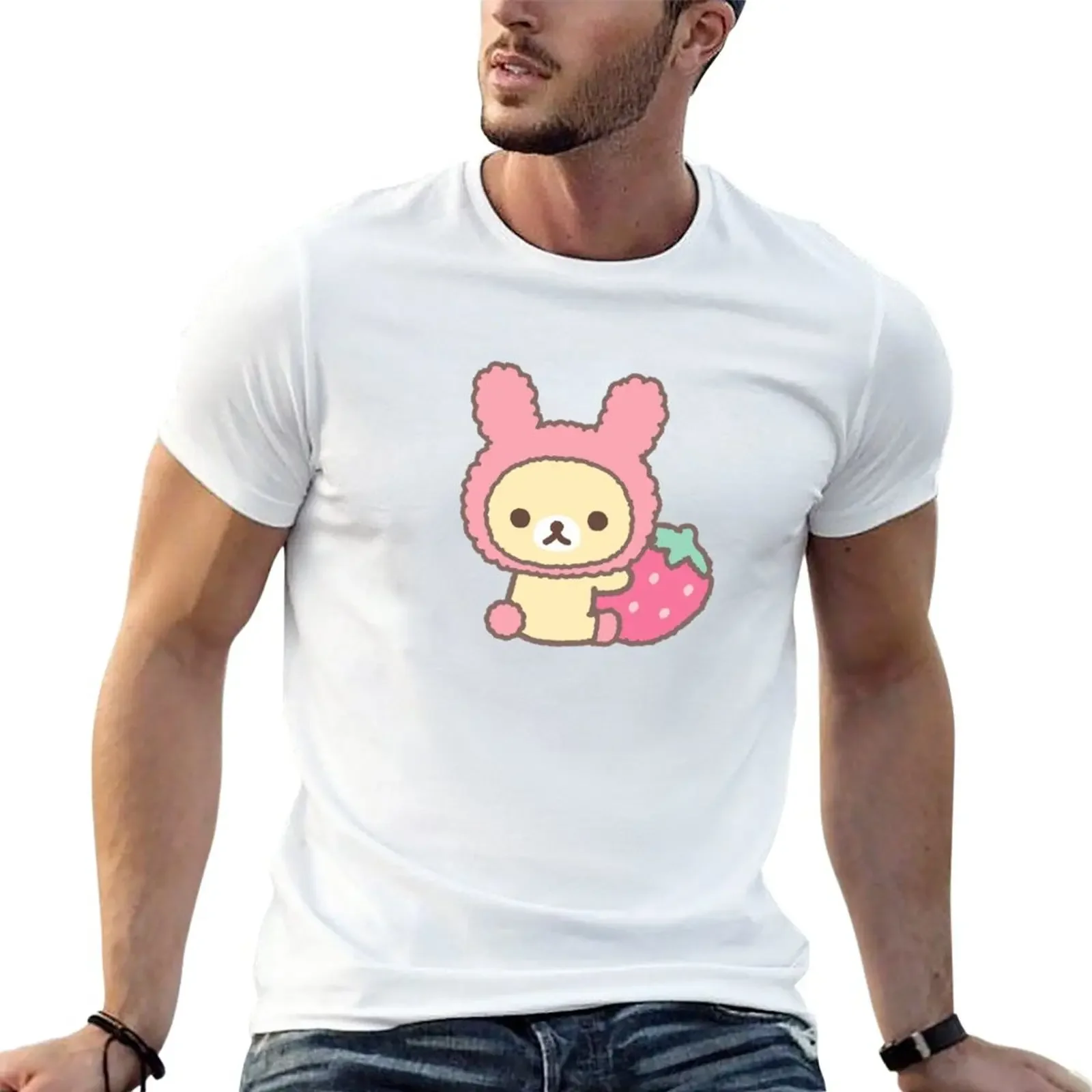 Rilakkuma - Korilakkuma strawberry T-Shirt for a boy korean fashion men t shirts